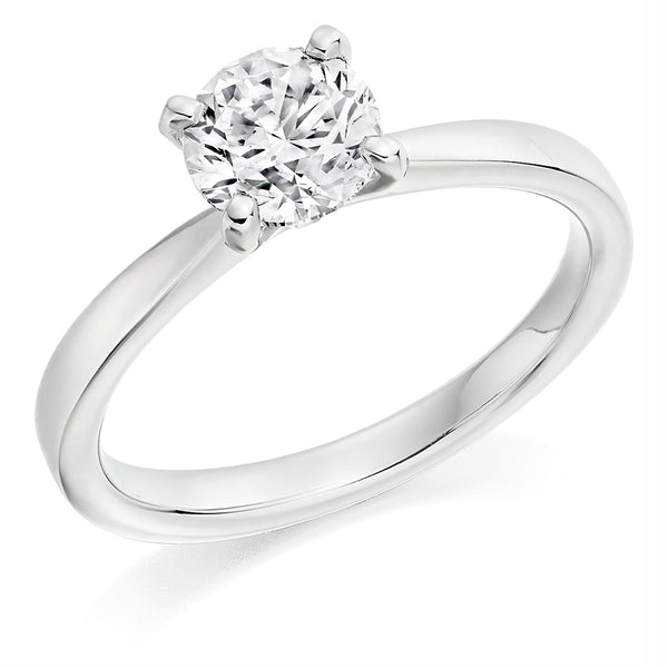 Hand Made 9ct White Gold GIA Certified Brilliant Round Cut Solitiare Diamond Engagement Ring
