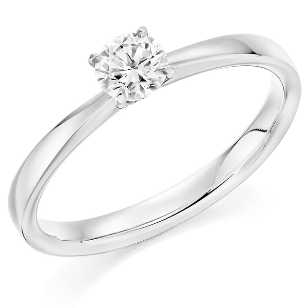 18ct White Gold GIA Certified Round Brilliant Cut Solitaire Diamond Engagement Ring with Tulip Style Setting