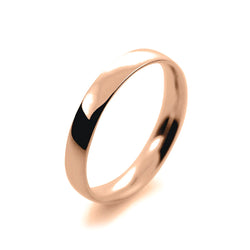 Ladies 3mm 9ct Rose Gold Court Shape Light Weight Wedding Ring