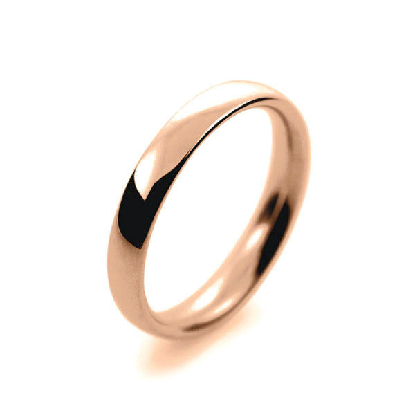 Ladies 3mm 9ct Rose Gold Court Shape Medium Weight Wedding Ring