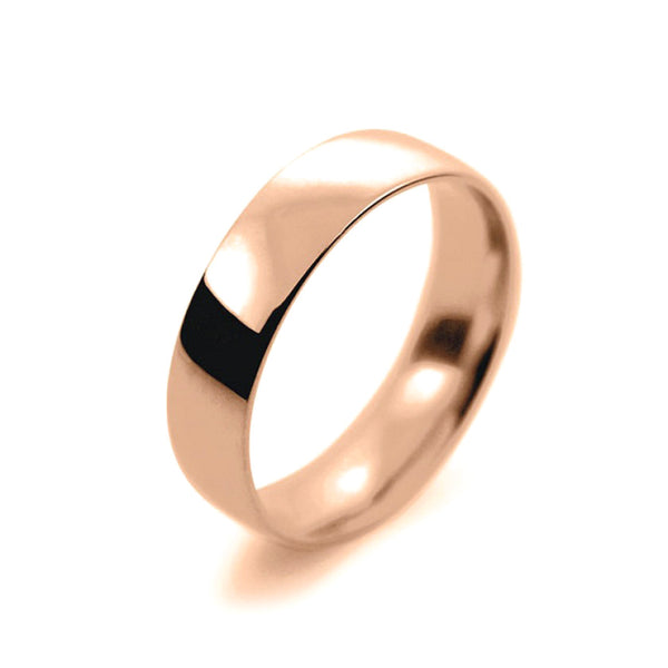 Ladies 5mm 9ct Rose Gold Court Shape Light Weight Wedding Ring