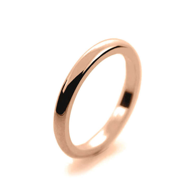 Ladies 2mm 9ct Rose Gold D Shape Heavy Weight Wedding Ring