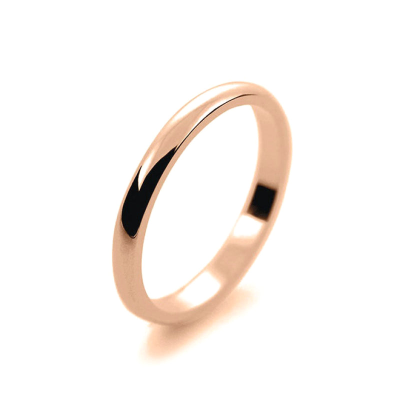 Ladies 2mm 9ct Rose Gold D Shape Light Weight Wedding Ring