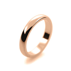 Ladies 3mm 9ct Rose Gold D Shape Medium Weight Wedding Ring