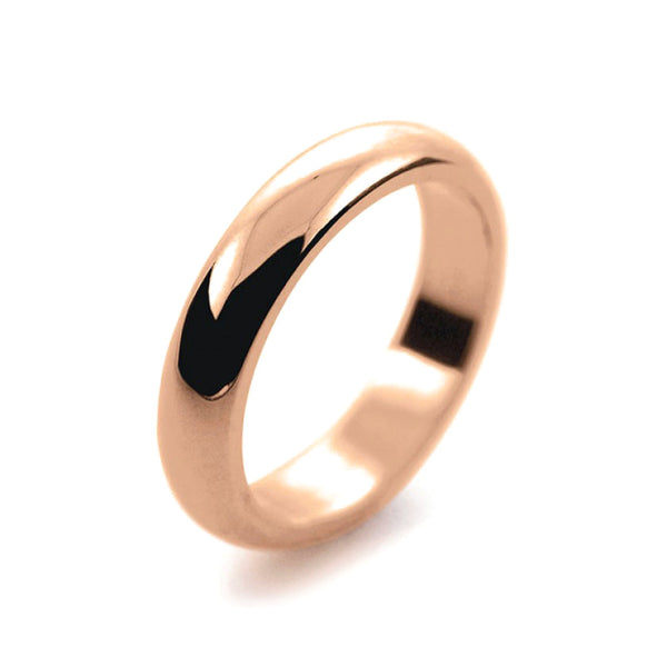 Ladies 4mm 9ct Rose Gold D Shape Heavy Weight Wedding Ring