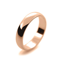 Ladies 4mm 9ct Rose Gold D Shape Light Weight Wedding Ring