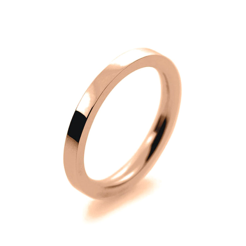 Ladies 2mm 9ct Rose Gold Flat Court Shape Heavy Weight Wedding Ring