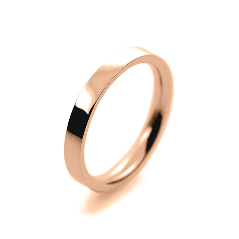 Ladies 2.5mm 9ct Rose Gold Flat Court Shape Medium Weight Wedding Ring