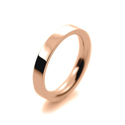 Ladies 3mm 9ct Rose Gold Flat Court Shape Heavy Weight Wedding Ring