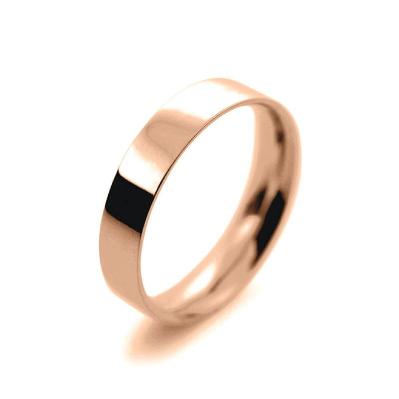 Ladies 4mm 9ct Rose Gold Flat Court Shape Light Weight Wedding Ring