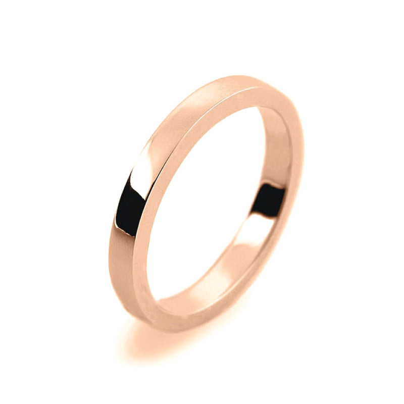 Ladies 2mm 9ct Rose Gold Flat Shape Heavy Weight Wedding Ring