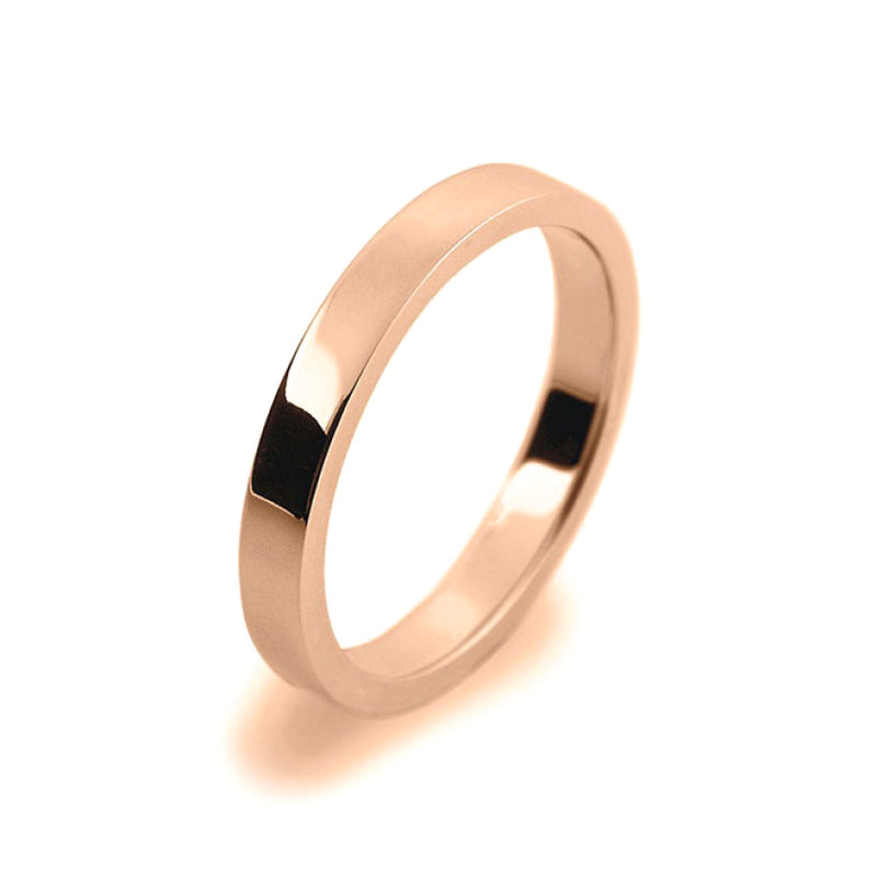 Ladies 2.5mm 9ct Rose Gold Flat Shape Medium Weight Wedding Ring