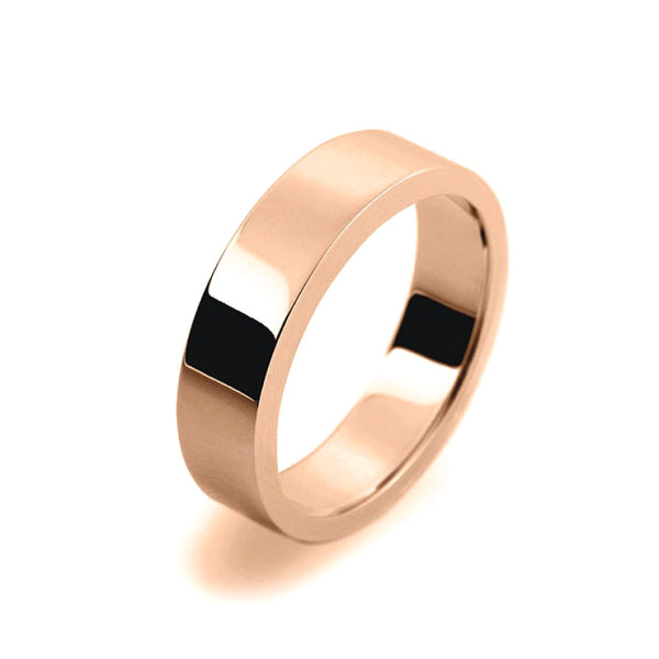 Ladies 5mm 9ct Rose Gold Flat Shape Heavy Weight Wedding Ring