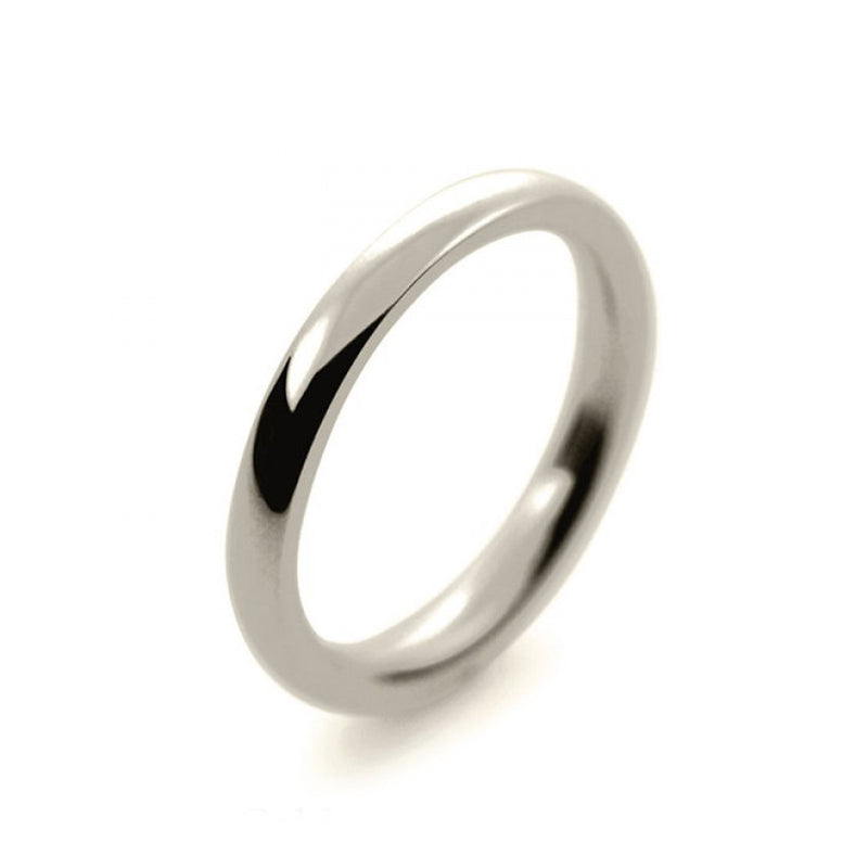 Ladies 2mm 9ct White Gold Court Shape Heavy Weight Wedding Ring