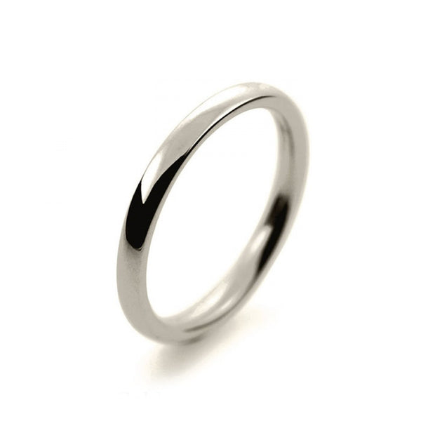 Ladies 2mm 9ct White Gold Court Shape Medium Weight Wedding Ring