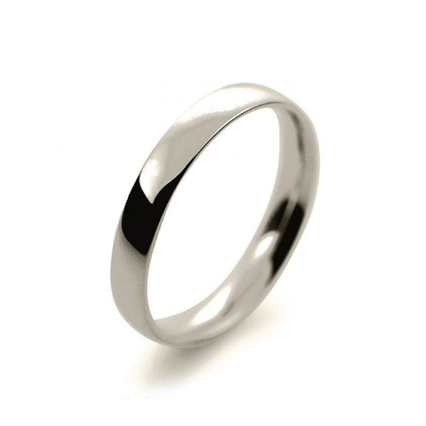 Ladies 3mm 9ct White Gold Court Shape Light Weight Wedding Ring
