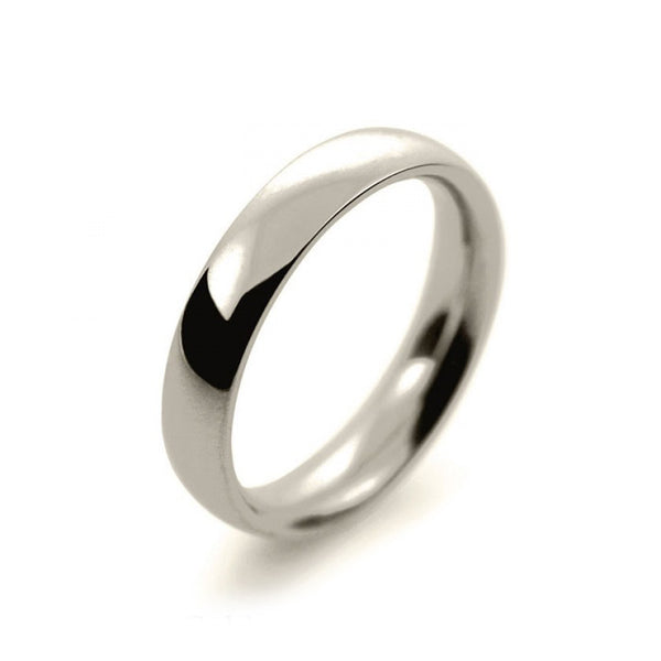 Ladies 4mm 9ct White Gold Court Shape Heavy Weight Wedding Ring