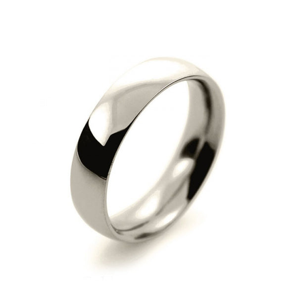 Ladies 5mm 9ct White Gold Court Shape Heavy Weight Wedding Ring