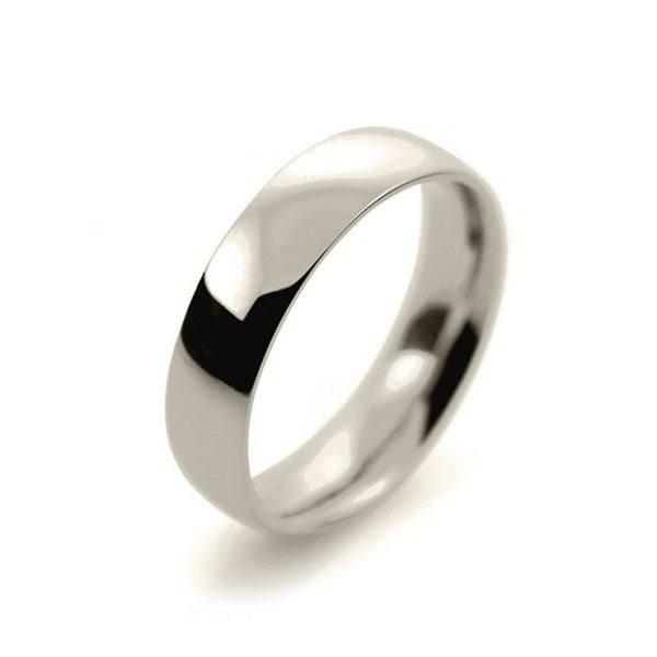 Ladies 5mm 9ct White Gold Court Shape Medium Weight Wedding Ring