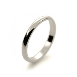 Ladies 2mm 9ct White Gold D Shape Light Weight Wedding Ring