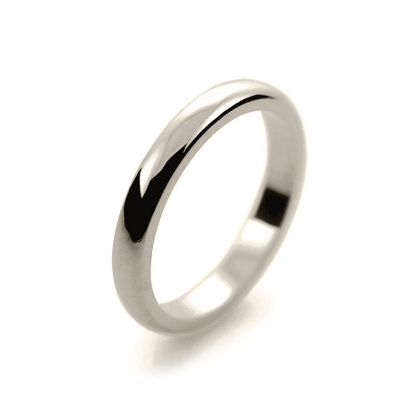 Ladies 2.5mm 9ct White Gold D Shape Medium Weight Wedding Ring