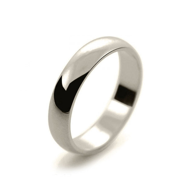 Ladies 4mm 9ct White Gold D Shape Light Weight Wedding Ring