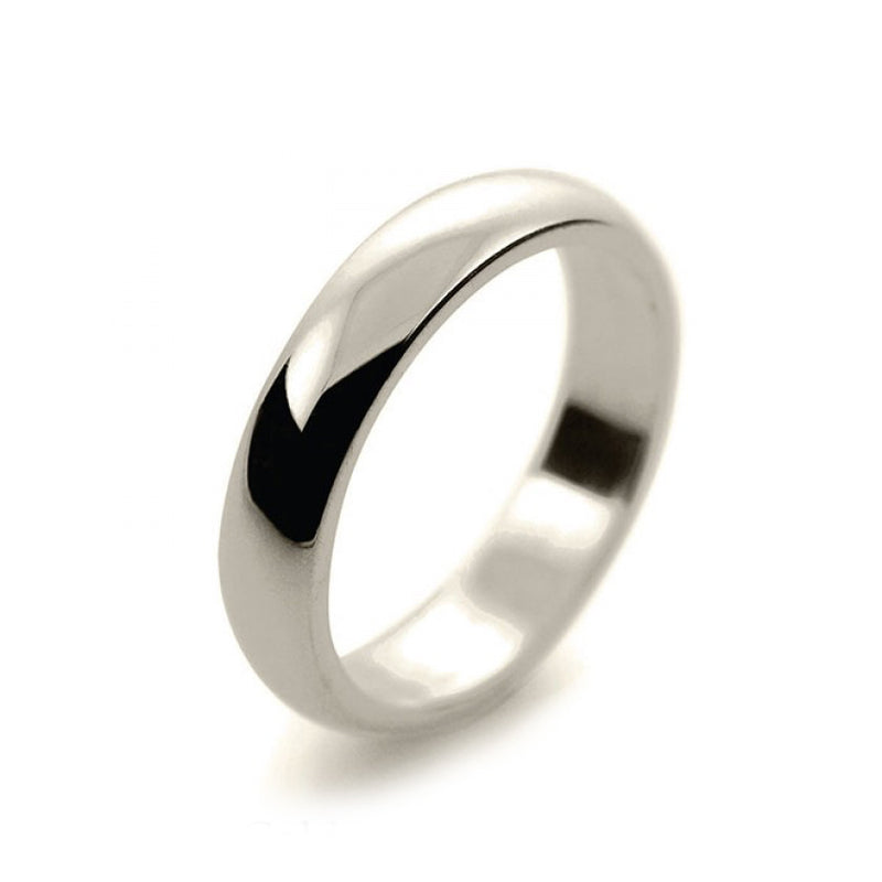 Ladies 4mm 9ct White Gold D Shape Medium Weight Wedding Ring