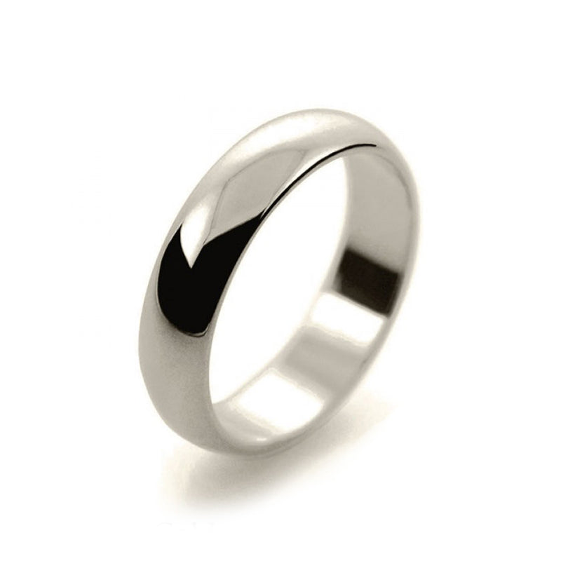 Ladies 5mm 9ct White Gold D Shape Medium Weight Wedding Ring