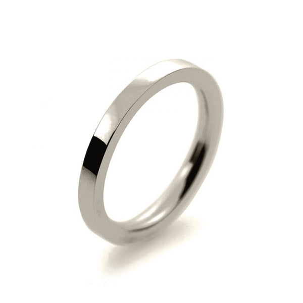 Ladies 2mm 9ct White Gold Flat court Shape Heavy Weight Wedding Ring