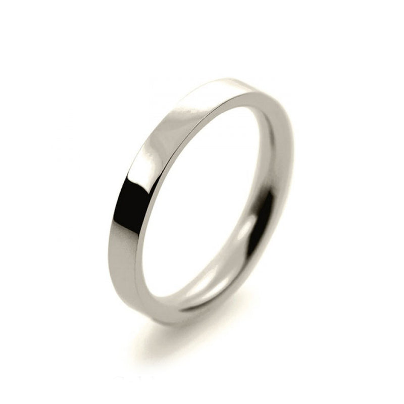 Ladies 2.5mm 9ct White Gold Flat court Shape Medium Weight Wedding Ring