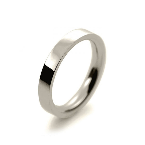 Ladies 3mm 9ct White Gold Flat court Shape Heavy Weight Wedding Ring