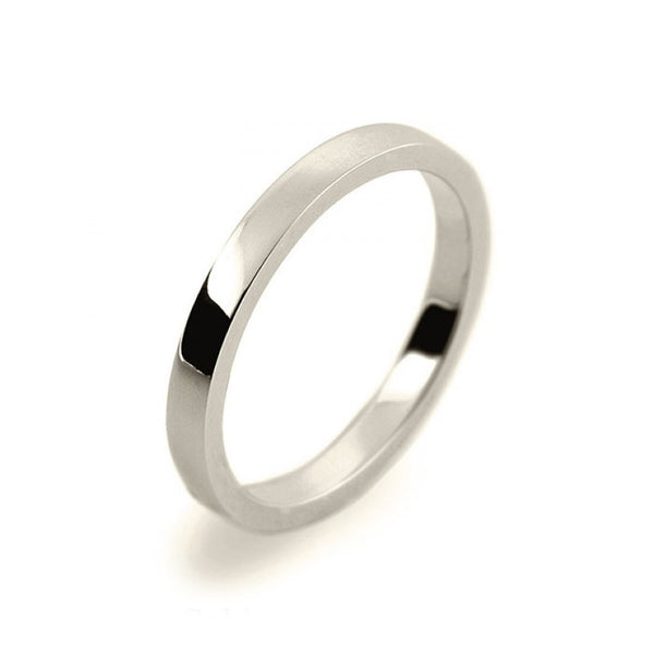 Ladies 2mm 9ct White Gold Flat Shape Medium Weight Wedding Ring