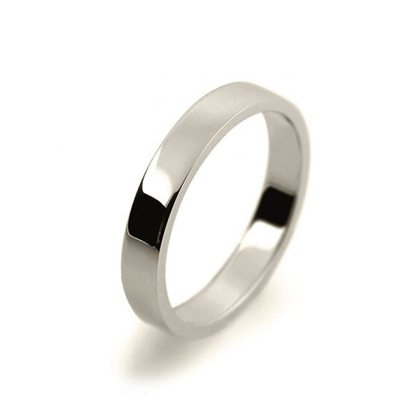 Ladies 3mm 9ct White Gold Flat Shape Light Weight Wedding Ring
