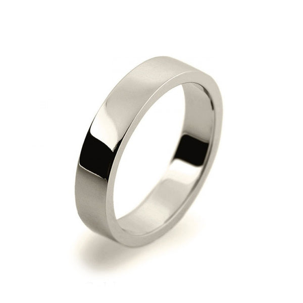Ladies 4mm 9ct White Gold Flat Shape Medium Weight Wedding Ring