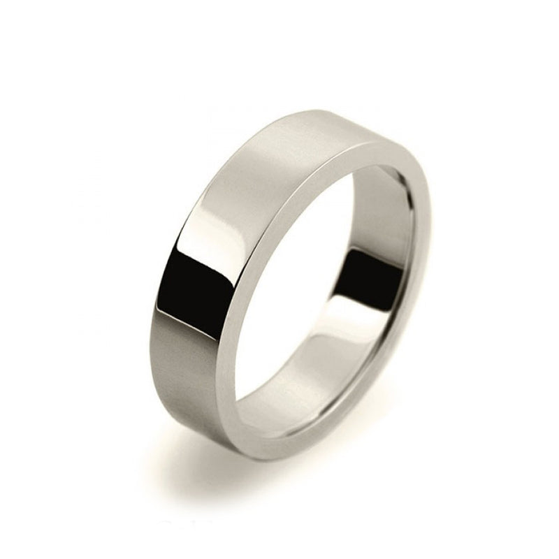 Ladies 5mm 9ct White Gold Flat Shape Heavy Weight Wedding Ring