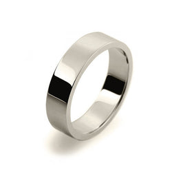 Ladies 5mm 9ct White Gold Flat Shape Medium Weight Wedding Ring