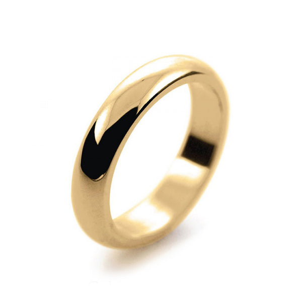 Ladies 4mm 9ct Yellow Gold D Shape Heavy Weight Wedding Ring