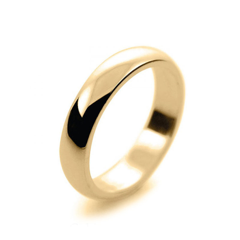 Ladies 4mm 9ct Yellow Gold D Shape Medium Weight Wedding Ring