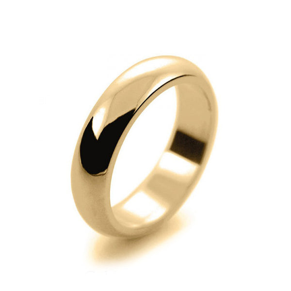 Ladies 5mm 9ct Yellow Gold D Shape Heavy Weight Wedding Ring