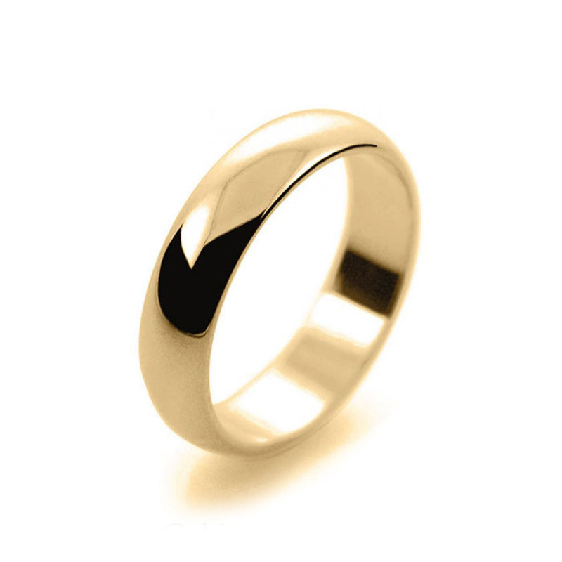 Ladies 5mm 9ct Yellow Gold D Shape Medium Weight Wedding Ring