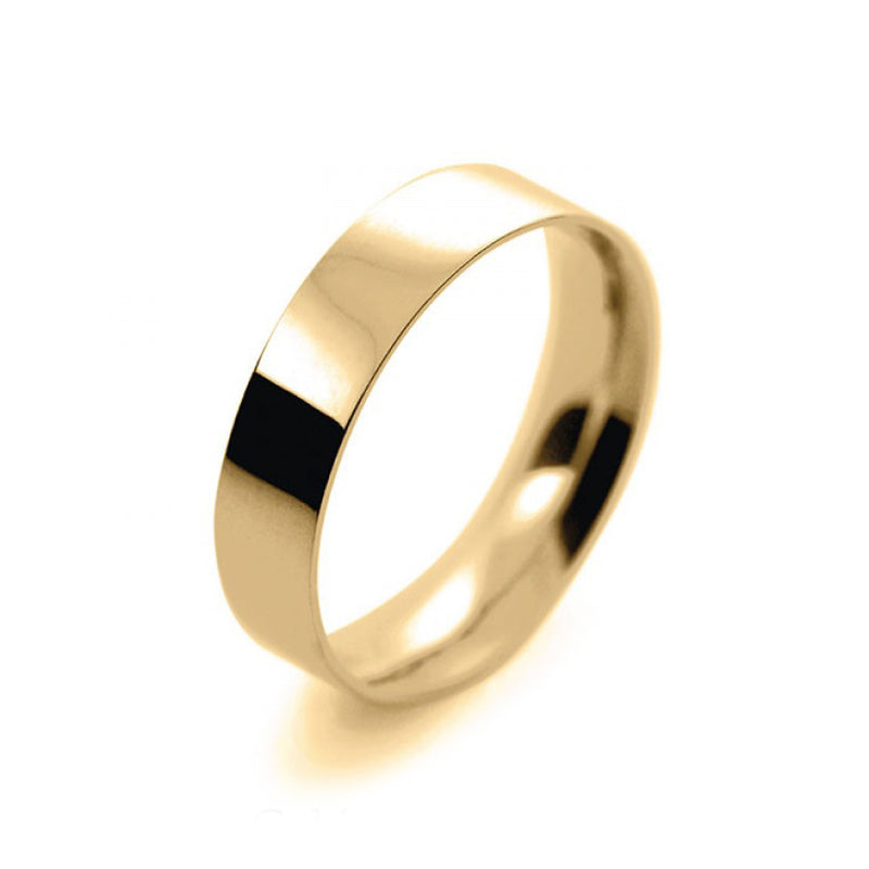 Ladies 5mm 9ct Yellow Gold Flat Court Shape Light Weight Wedding Ring