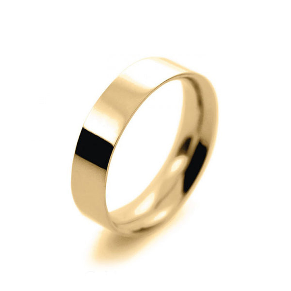 Ladies 5mm 9ct Yellow Gold Flat Court Shape Medium Weight Wedding Ring