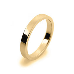 Ladies 2.5mm 9ct Yellow Gold Flat Shape Medium Weight Wedding Ring