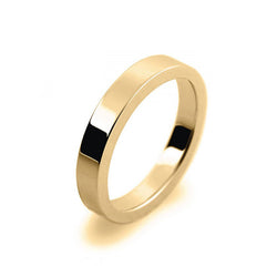 Ladies 3mm 9ct Yellow Gold Flat Shape Heavy Weight Wedding Ring