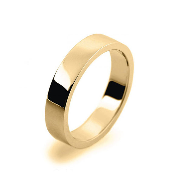 Ladies 4mm 9ct Yellow Gold Flat Shape Medium Weight Wedding Ring