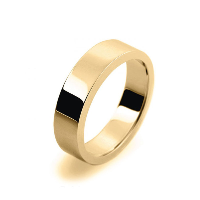 Ladies 5mm 9ct Yellow Gold Flat Shape Heavy Weight Wedding Ring