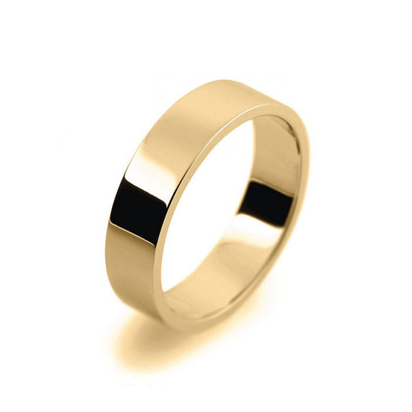 Ladies 5mm 9ct Yellow Gold Flat Shape Light Weight Wedding Ring