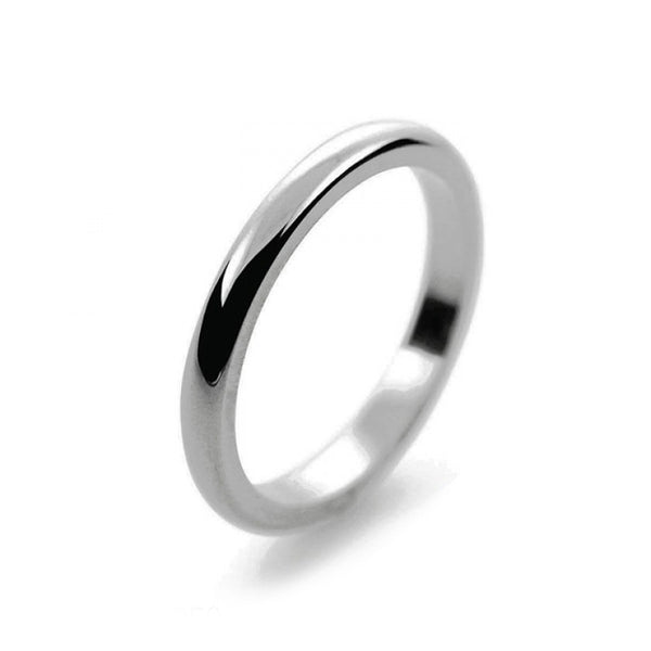 Ladies 2mm Platinum 950 D Shape Medium Weight Wedding Ring