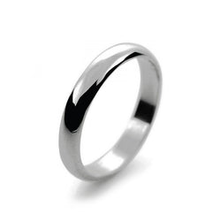 Ladies 3mm Platinum 950 D Shape Light Weight Wedding Ring