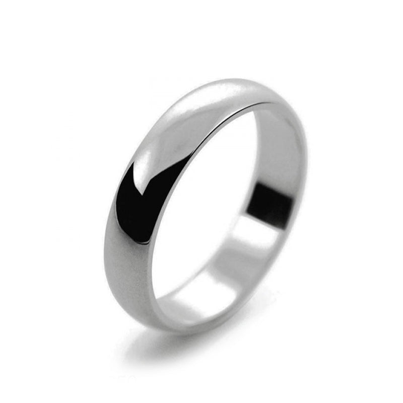 Ladies 4mm Platinum 950 D Shape Light Weight Wedding Ring